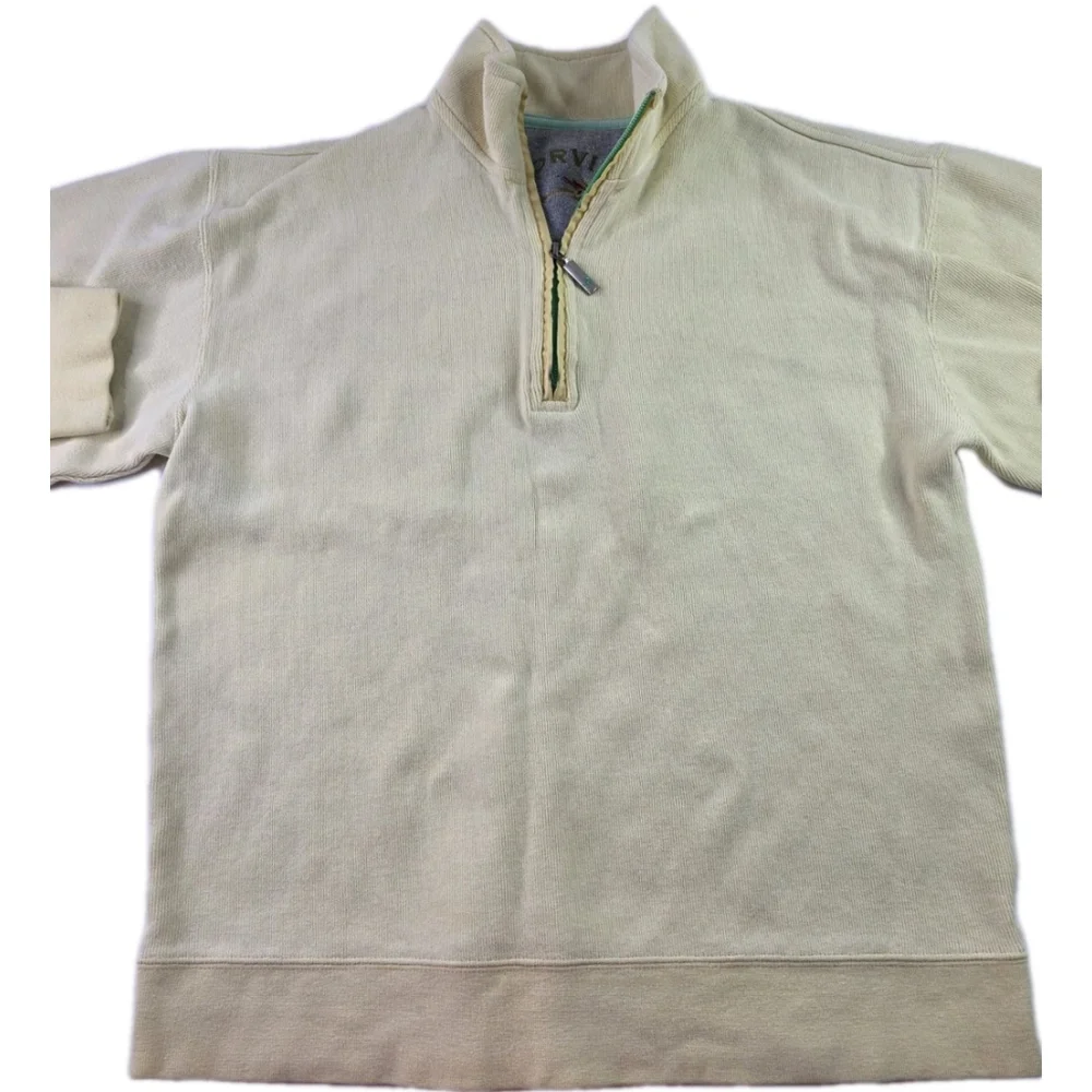 Orvis Mock Neck 1/4 Zip Sweater Pale Yellow Women's Size Medium